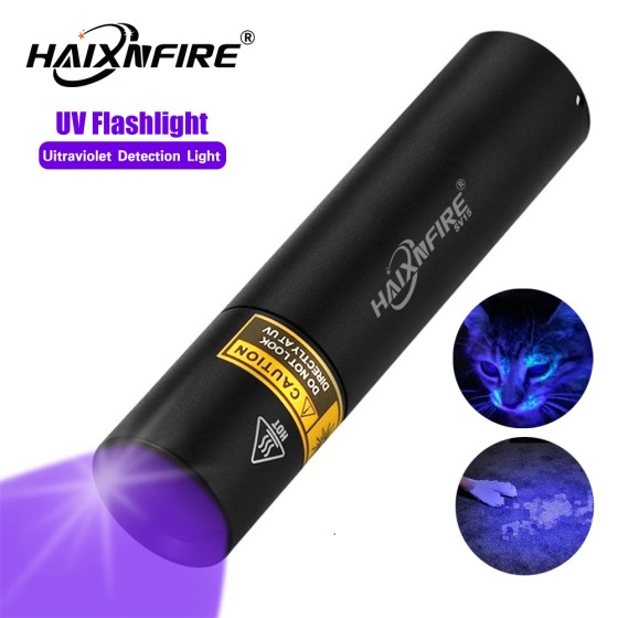Haixnfire SV15 LED UV Flashlight Anti-counterfeiting Pet Urine Test Light USB Rechargeable Identification Flashlight